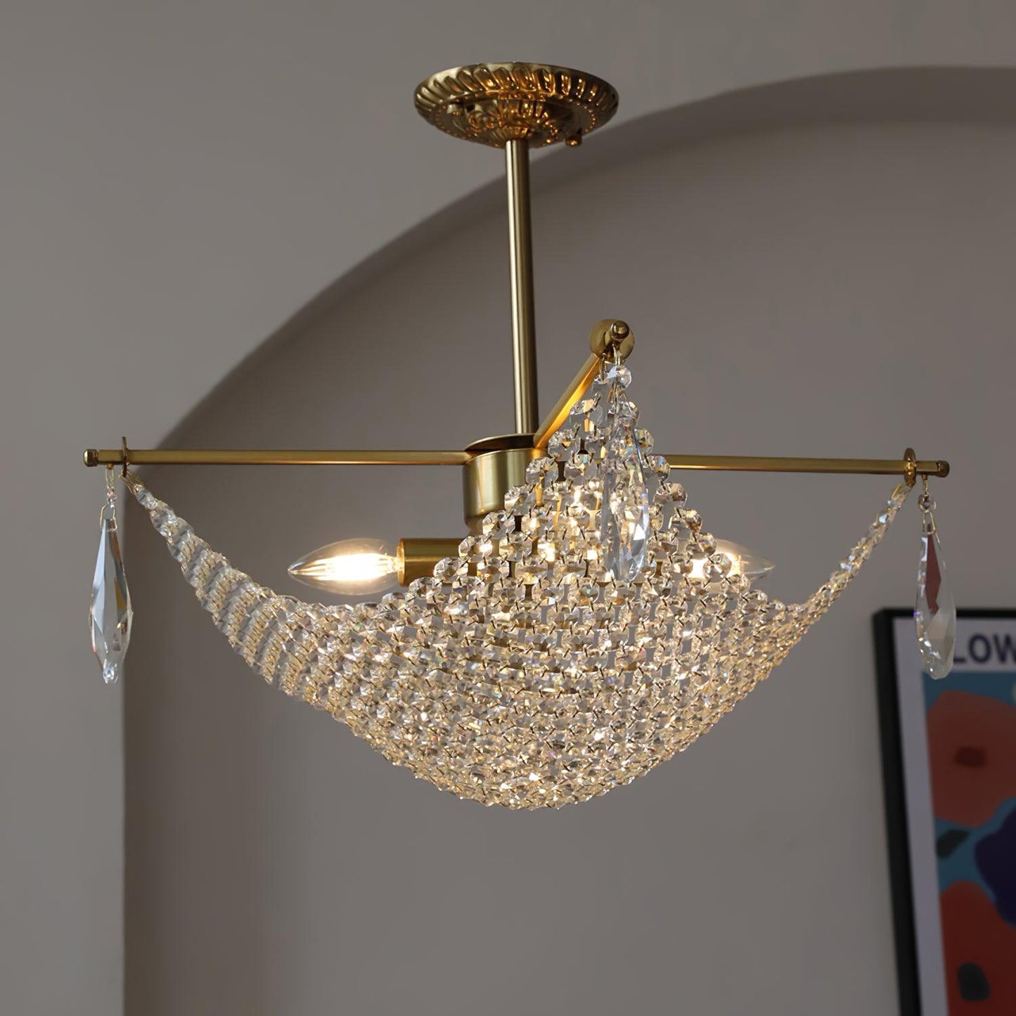 Elegant Corona Chandelier - Adjustable Brightness, Crystal Accents