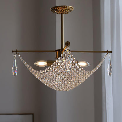 Elegant Corona Chandelier - Adjustable Brightness, Crystal Accents