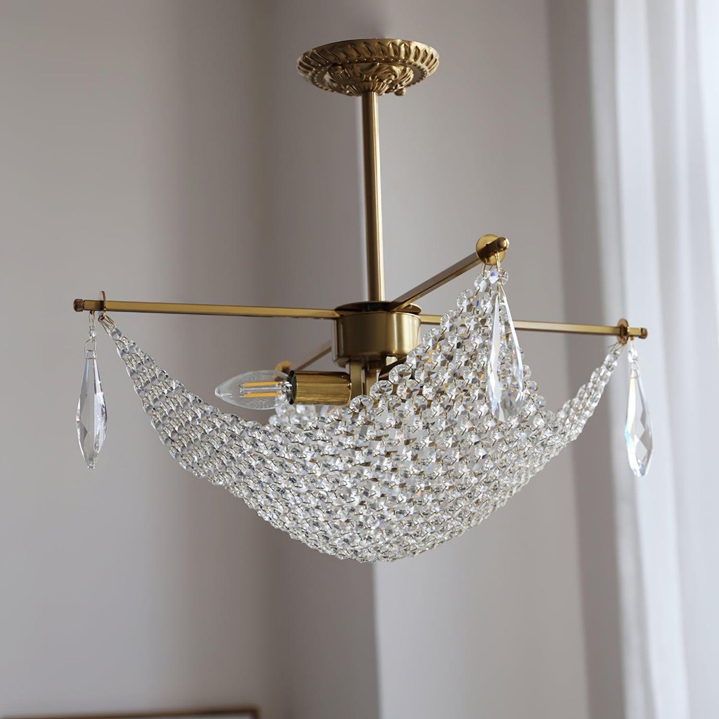 Elegant Corona Chandelier - Adjustable Brightness, Crystal Accents