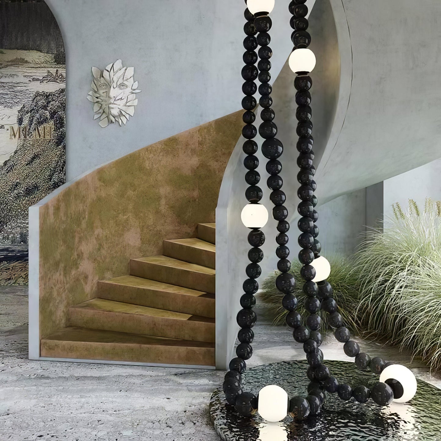 Cosmic Beads Chandelier - Elegant Design with Adjustable Height & LED