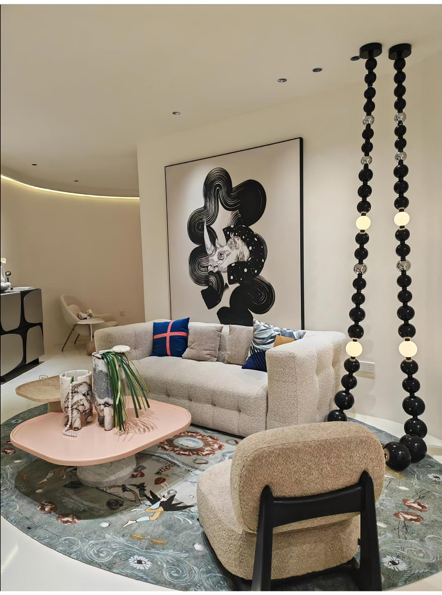 Cosmic Beads Chandelier - Elegant Design with Adjustable Height & LED
