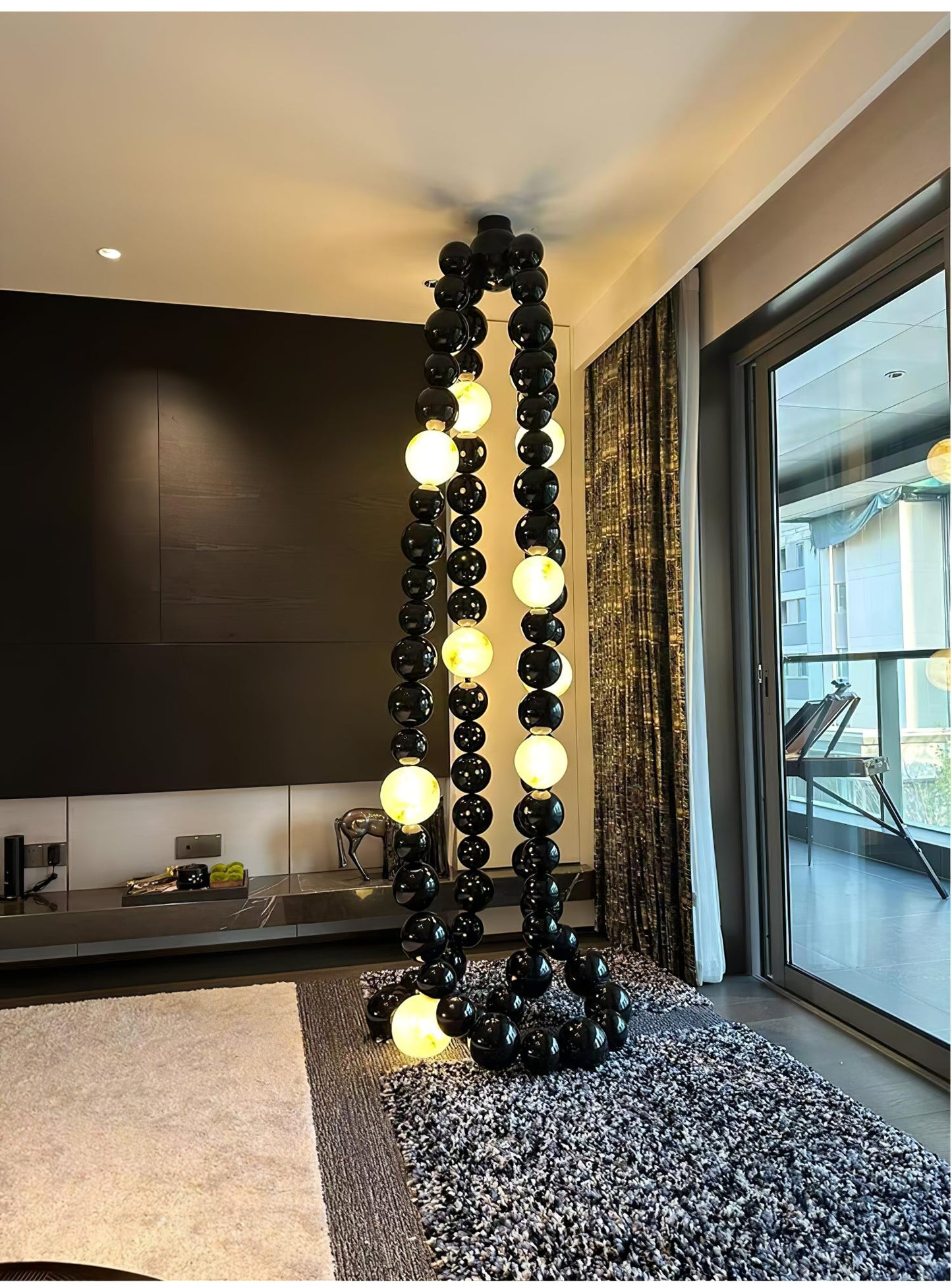 Cosmic Beads Chandelier - Elegant Design with Adjustable Height & LED