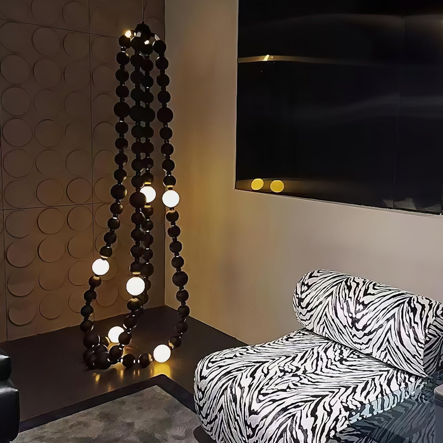 Cosmic Beads Chandelier - Elegant Design with Adjustable Height & LED