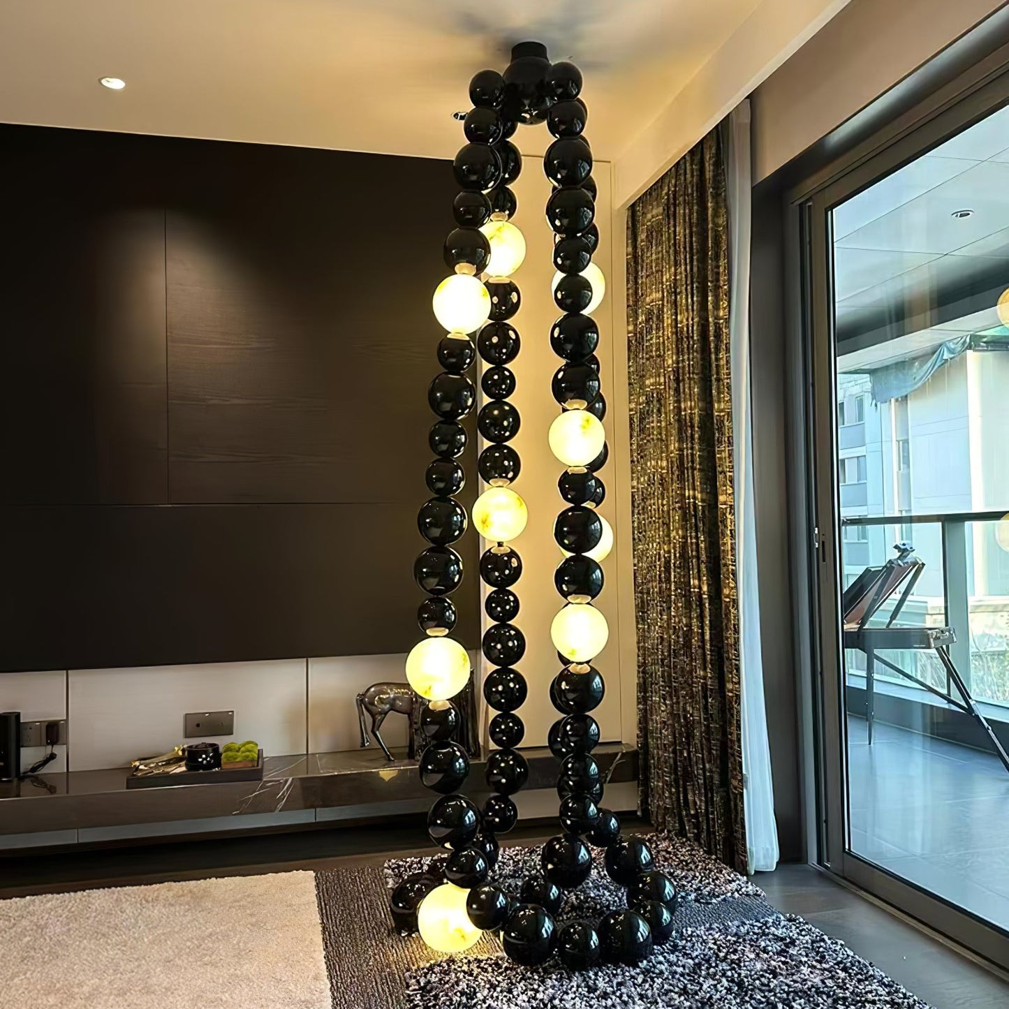 Cosmic Beads Chandelier - Elegant Design with Adjustable Height & LED