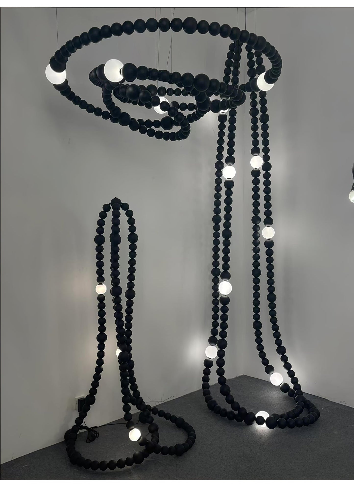 Cosmic Beads Chandelier - Elegant Design with Adjustable Height & LED