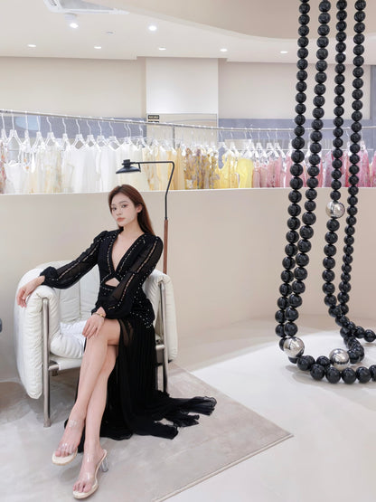 Cosmic Beads Chandelier - Elegant Design with Adjustable Height & LED