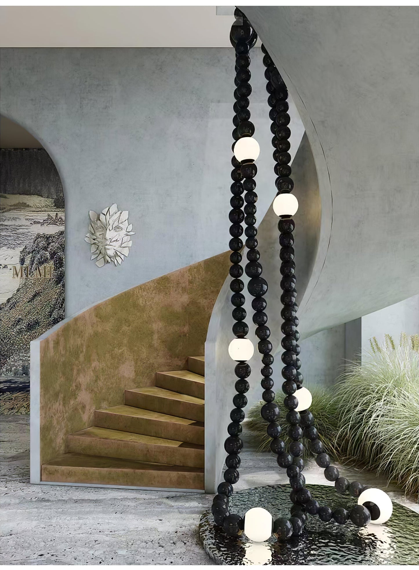 Cosmic Beads Chandelier - Elegant Design with Adjustable Height & LED
