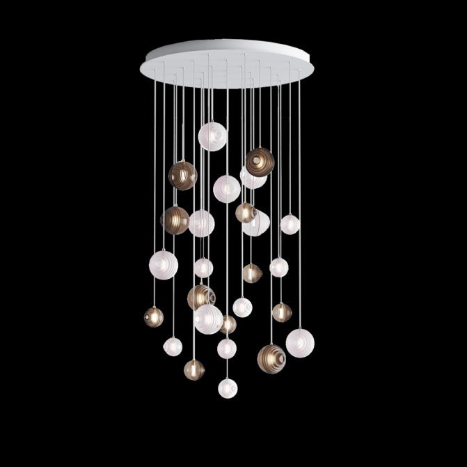 Cosmic Sphere Cascade Chandelier - Modern Design, Adjustable Height