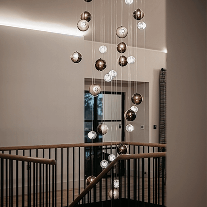 Cosmic Sphere Cascade Chandelier - Modern Design, Adjustable Height