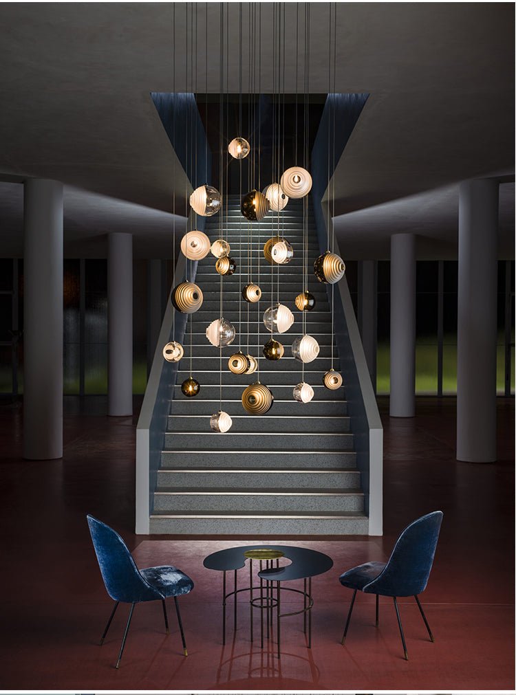 Cosmic Sphere Cascade Chandelier - Modern Design, Adjustable Height