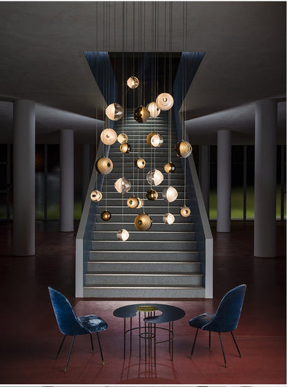 Cosmic Sphere Cascade Chandelier - Modern Design, Adjustable Height