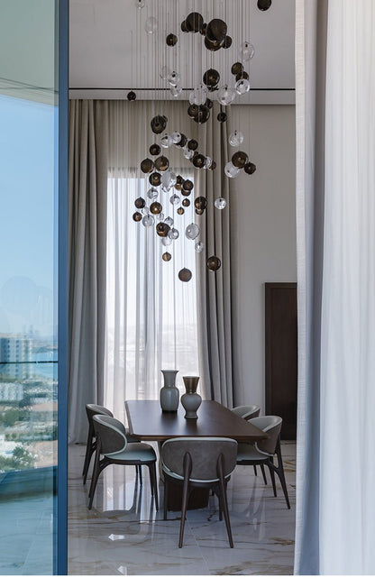 Cosmic Sphere Cascade Chandelier - Modern Design, Adjustable Height