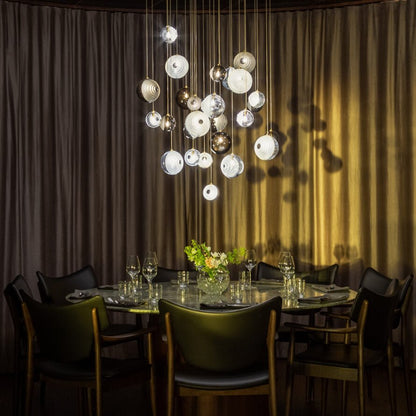 Cosmic Sphere Cascade Chandelier - Modern Design, Adjustable Height