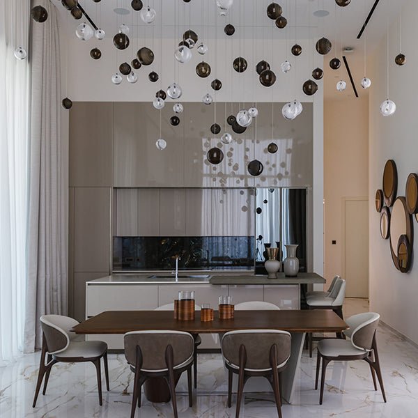 Cosmic Sphere Cascade Chandelier - Modern Design, Adjustable Height