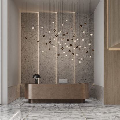 Cosmic Sphere Cascade Chandelier - Modern Design, Adjustable Height
