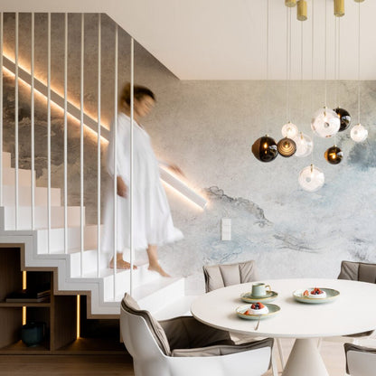 Cosmic Sphere Cascade Chandelier - Modern Design, Adjustable Height