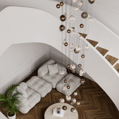 Cosmic Sphere Cascade Chandelier - Modern Design, Adjustable Height