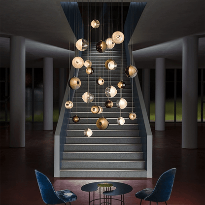 Cosmic Sphere Cascade Chandelier - Modern Design, Adjustable Height
