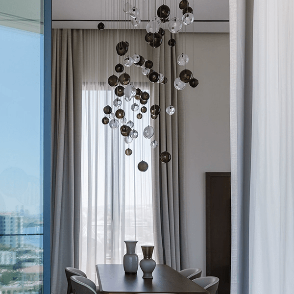 Cosmic Sphere Cascade Chandelier - Modern Design, Adjustable Height