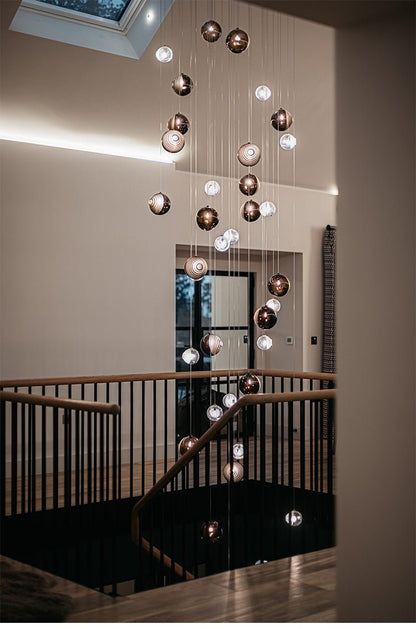 Cosmic Sphere Cascade Chandelier - Modern Design, Adjustable Height