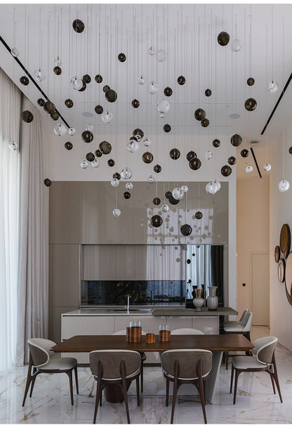Cosmic Sphere Cascade Chandelier - Modern Design, Adjustable Height