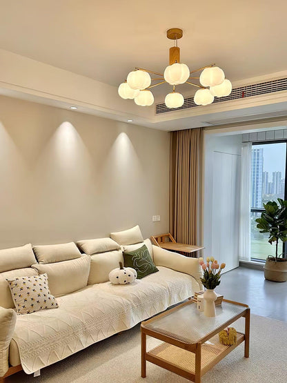 Elegant Cotton Balls Chandelier - Soft Glow & Adjustable Height