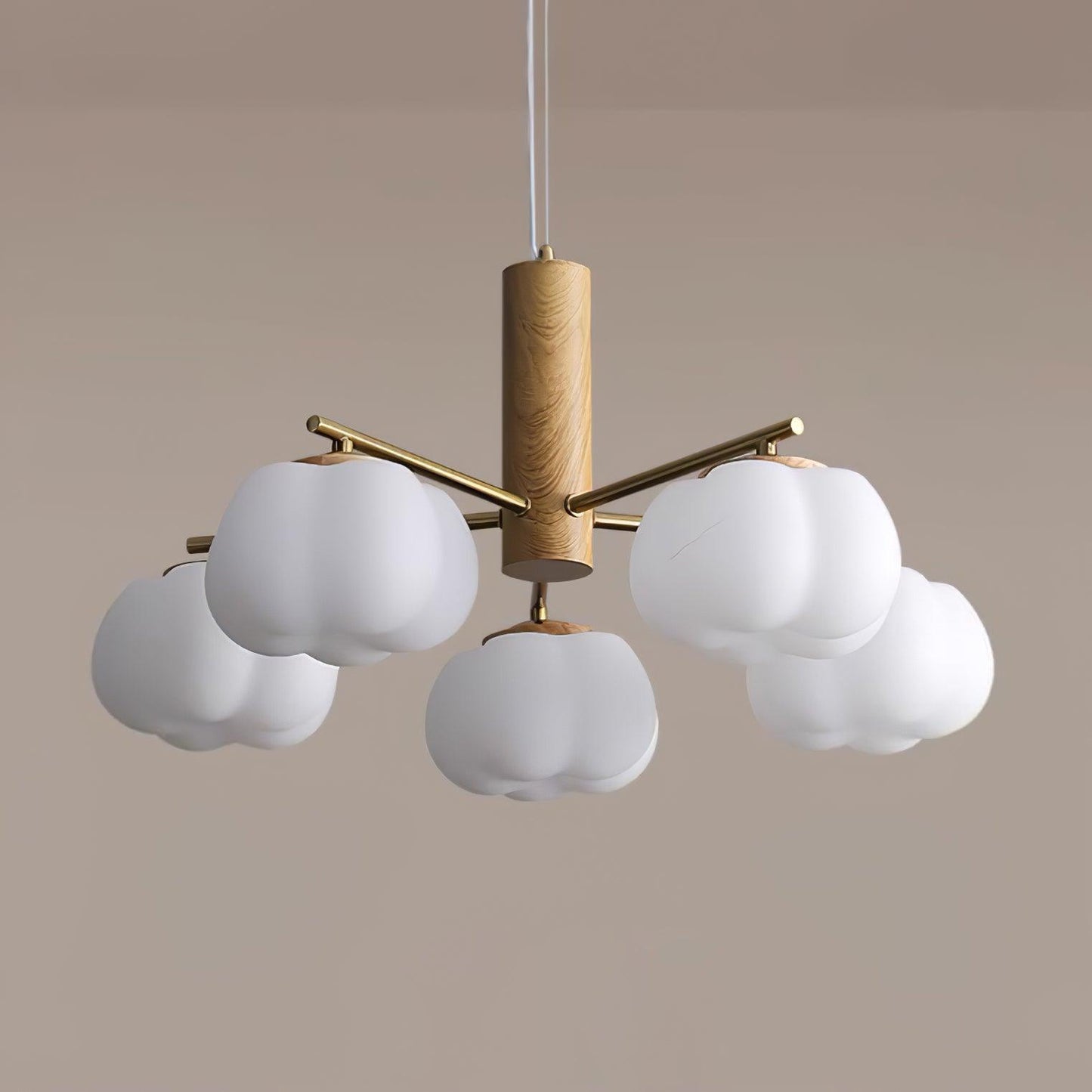 Elegant Cotton Balls Chandelier - Soft Glow & Adjustable Height