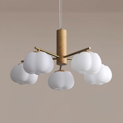 Elegant Cotton Balls Chandelier - Soft Glow & Adjustable Height