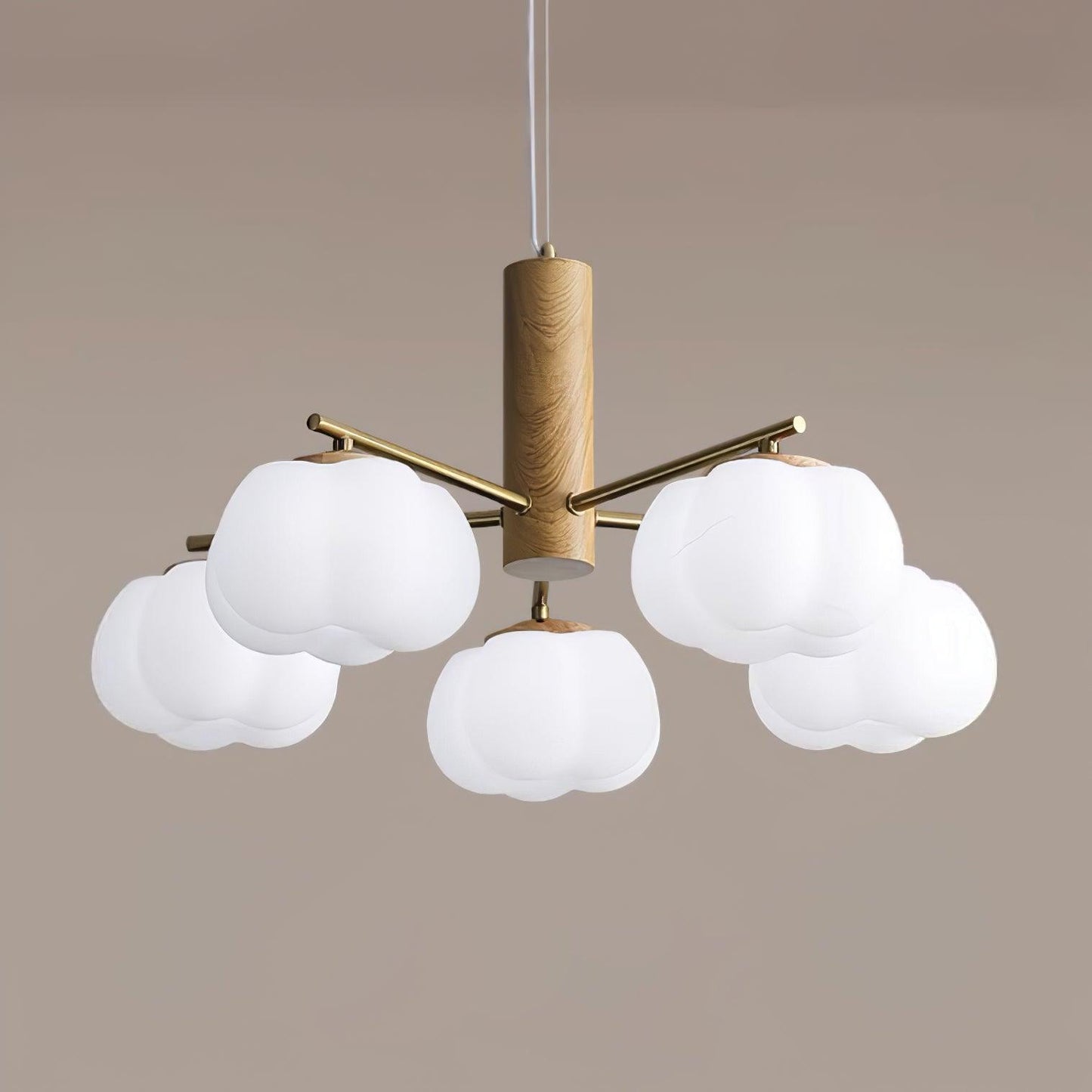 Elegant Cotton Balls Chandelier - Soft Glow & Adjustable Height