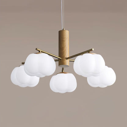 Elegant Cotton Balls Chandelier - Soft Glow & Adjustable Height
