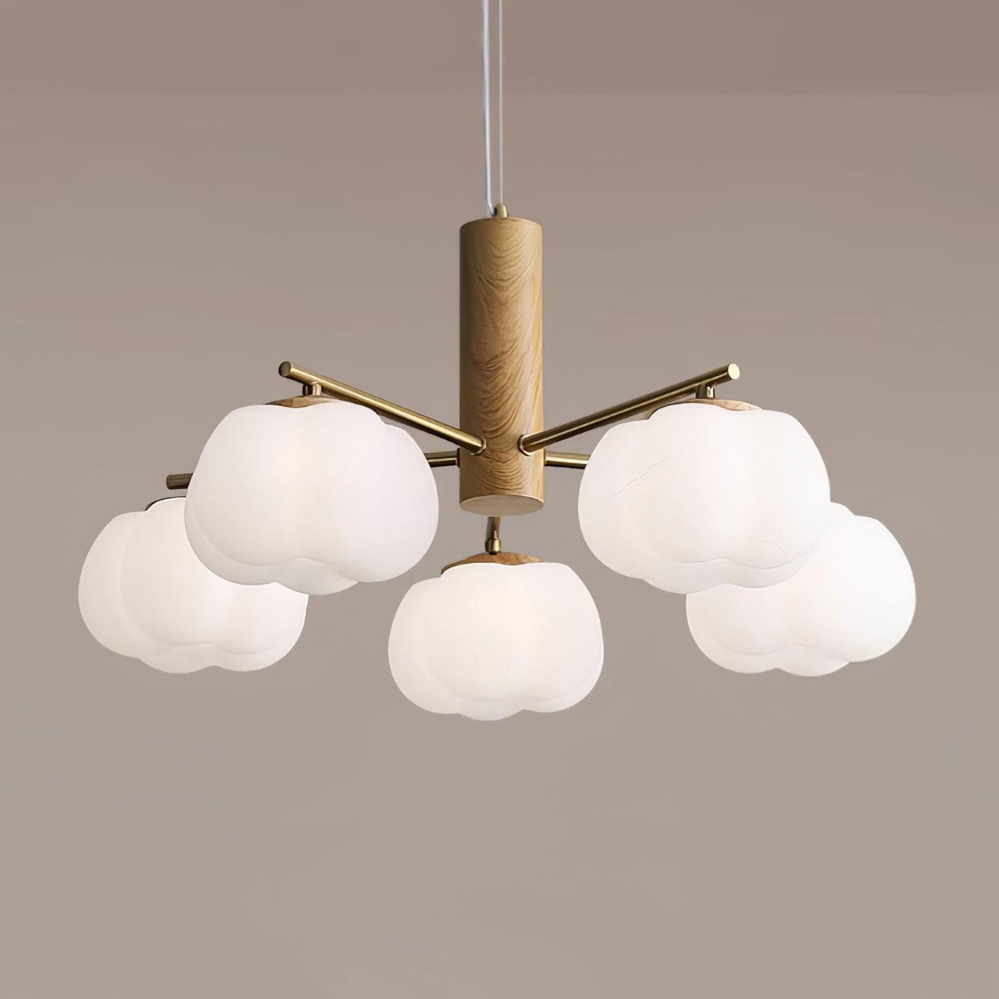 Elegant Cotton Balls Chandelier - Soft Glow & Adjustable Height