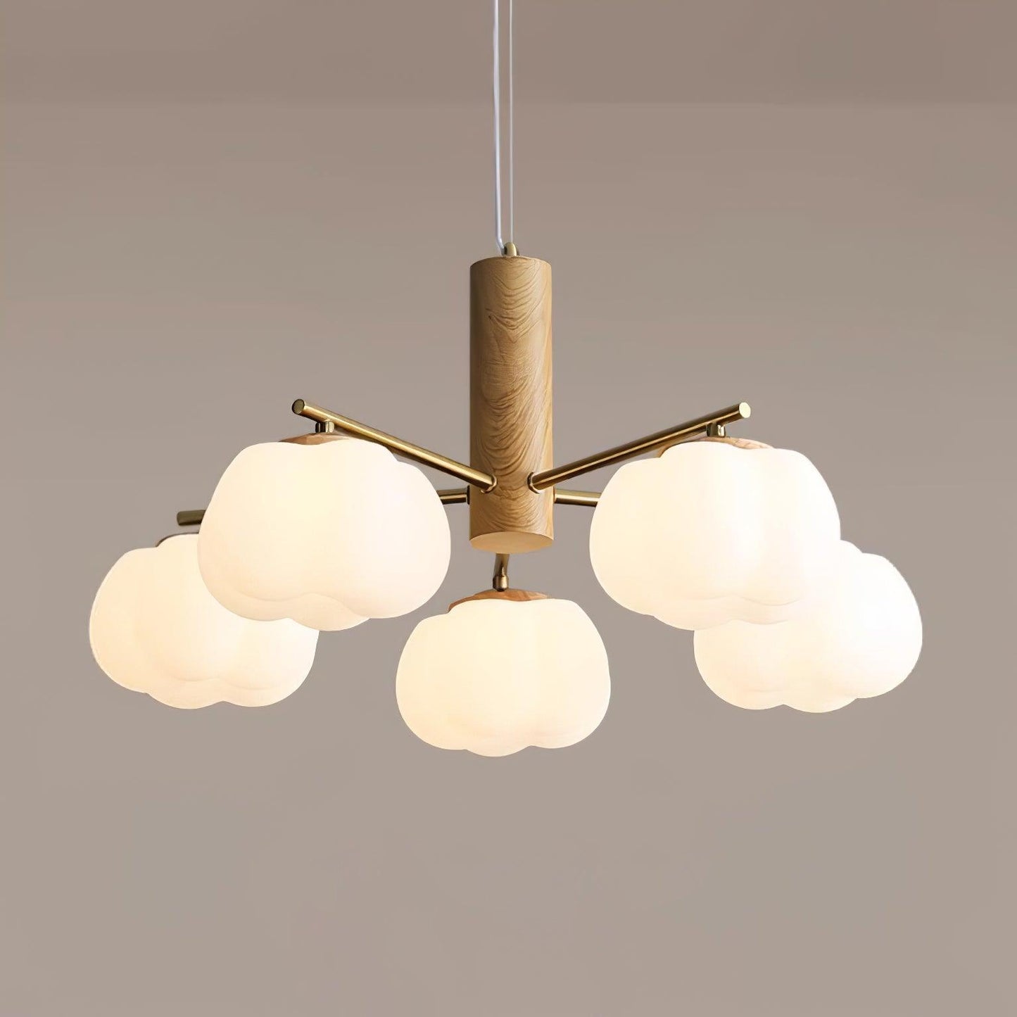 Elegant Cotton Balls Chandelier - Soft Glow & Adjustable Height