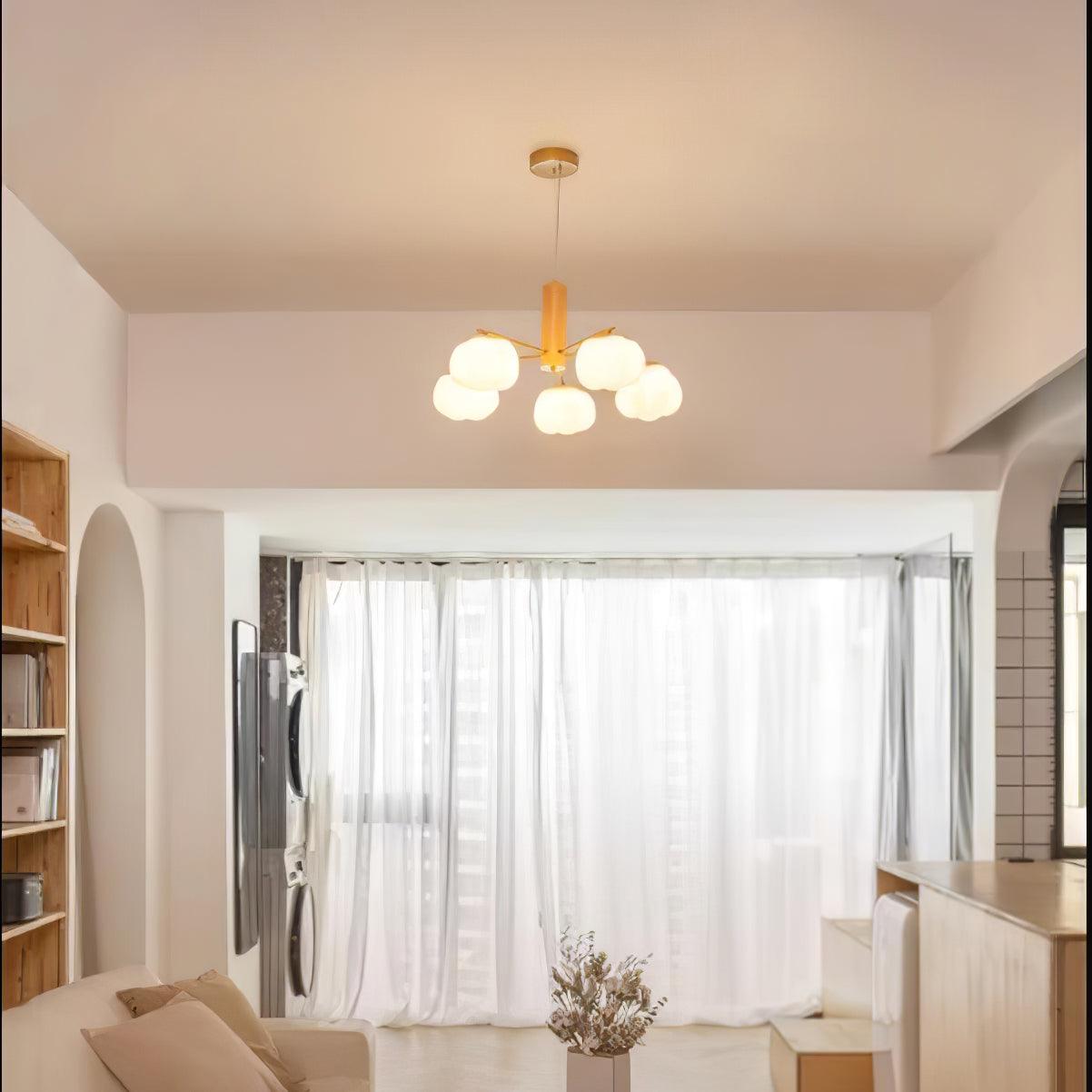 Elegant Cotton Balls Chandelier - Soft Glow & Adjustable Height