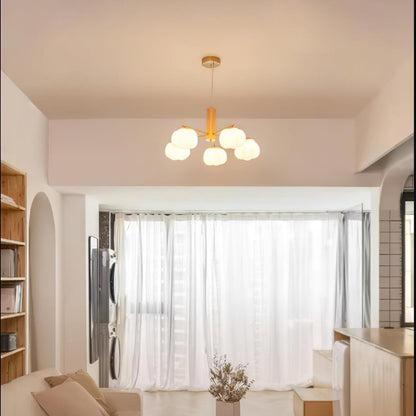 Elegant Cotton Balls Chandelier - Soft Glow & Adjustable Height