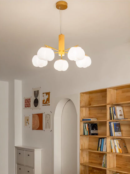 Elegant Cotton Balls Chandelier - Soft Glow & Adjustable Height