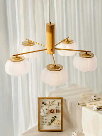 Elegant Cotton Balls Chandelier - Soft Glow & Adjustable Height