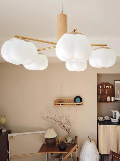 Elegant Cotton Balls Chandelier - Soft Glow & Adjustable Height