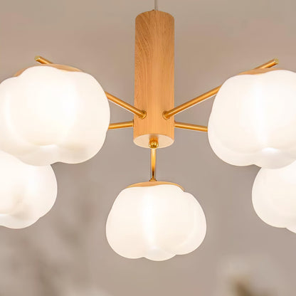Elegant Cotton Balls Chandelier - Soft Glow & Adjustable Height