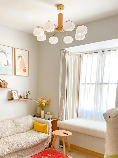 Elegant Cotton Balls Chandelier - Soft Glow & Adjustable Height