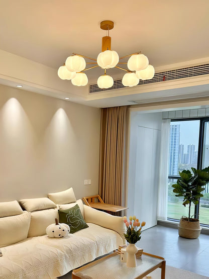 Elegant Cotton Balls Chandelier - Soft Glow & Adjustable Height