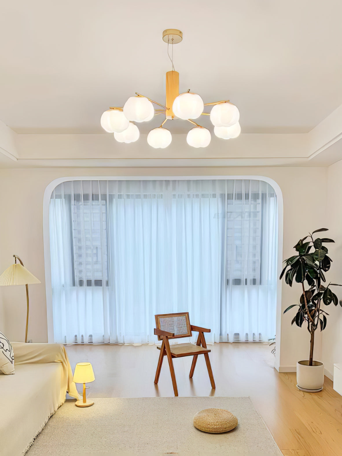 Elegant Cotton Balls Chandelier - Soft Glow & Adjustable Height