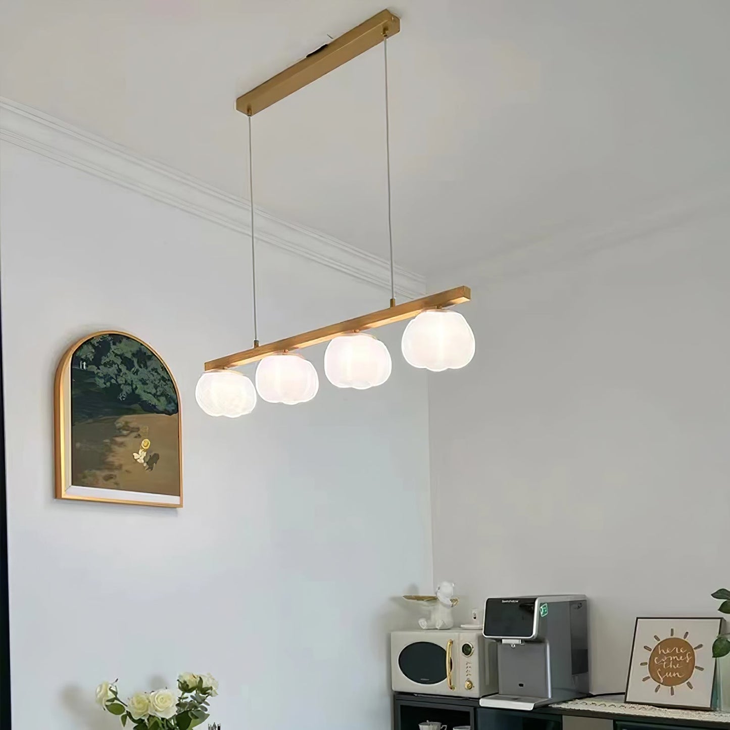 Elegant Cotton Balls Chandelier - Soft Glow & Adjustable Height
