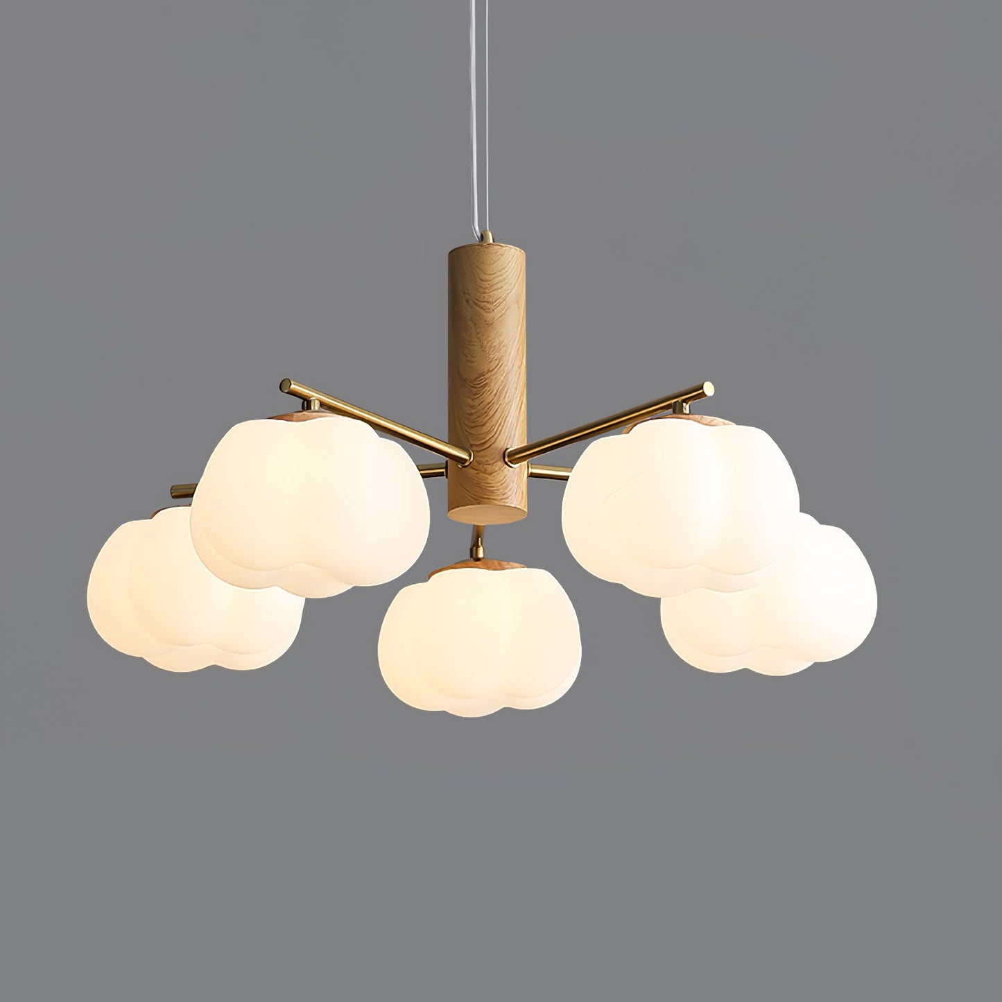 Elegant Cotton Balls Chandelier - Soft Glow & Adjustable Height
