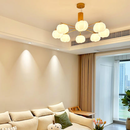 Elegant Cotton Balls Chandelier - Soft Glow & Adjustable Height