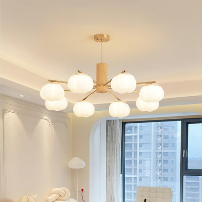 Elegant Cotton Balls Chandelier - Soft Glow & Adjustable Height