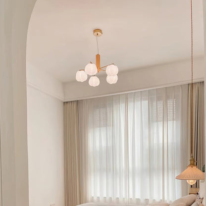 Elegant Cotton Balls Chandelier - Soft Glow & Adjustable Height