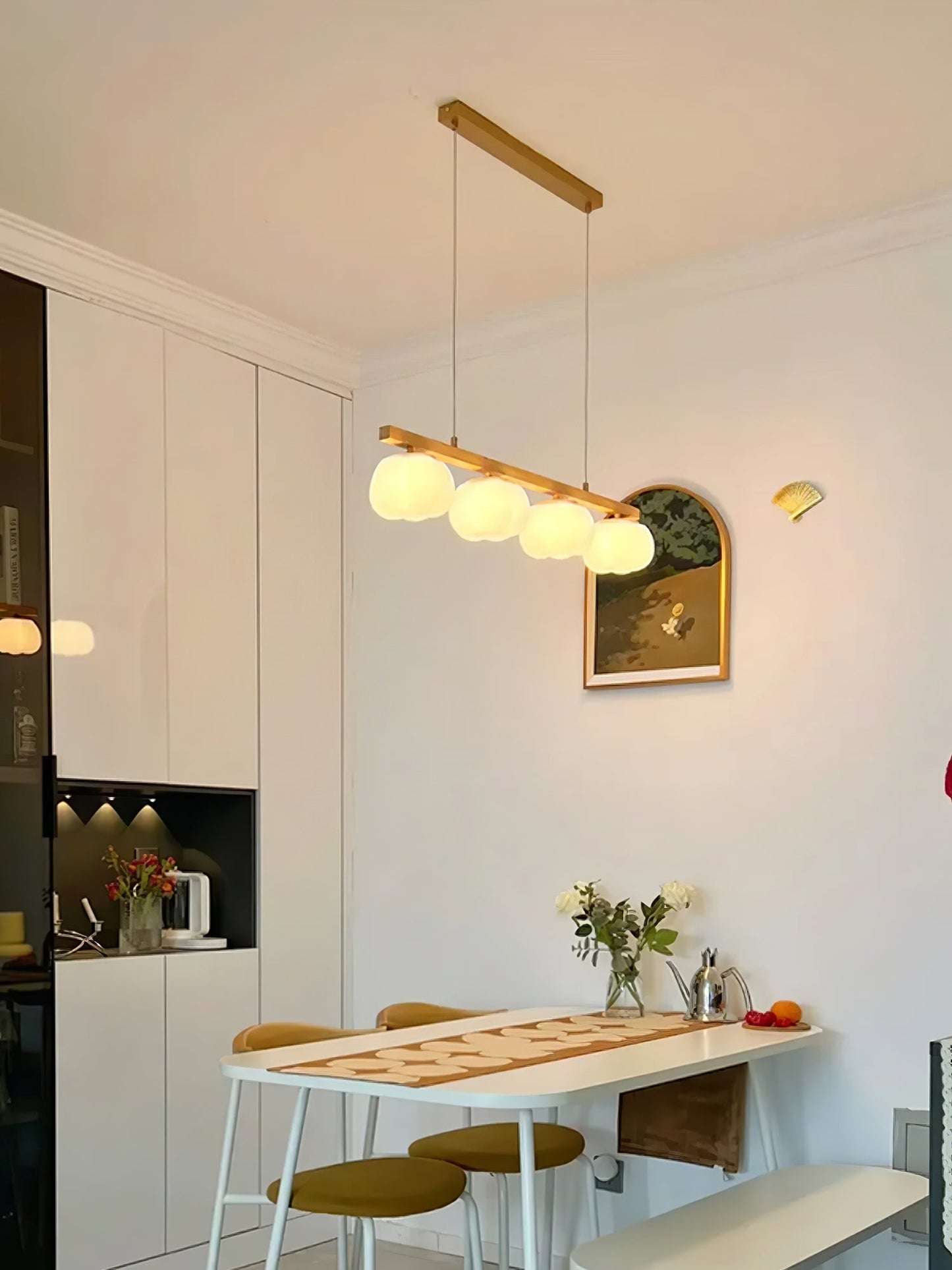 Elegant Cotton Balls Chandelier - Soft Glow & Adjustable Height