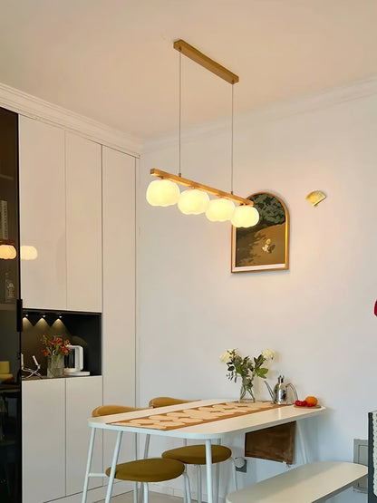 Elegant Cotton Balls Chandelier - Soft Glow & Adjustable Height