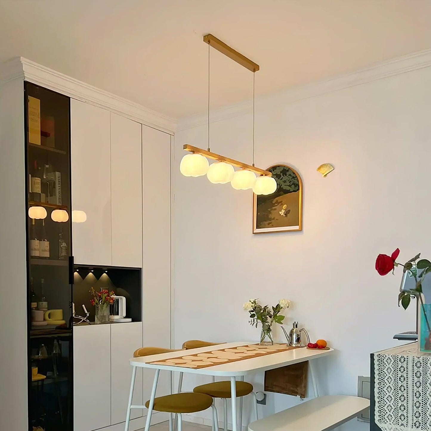 Elegant Cotton Balls Chandelier - Soft Glow & Adjustable Height