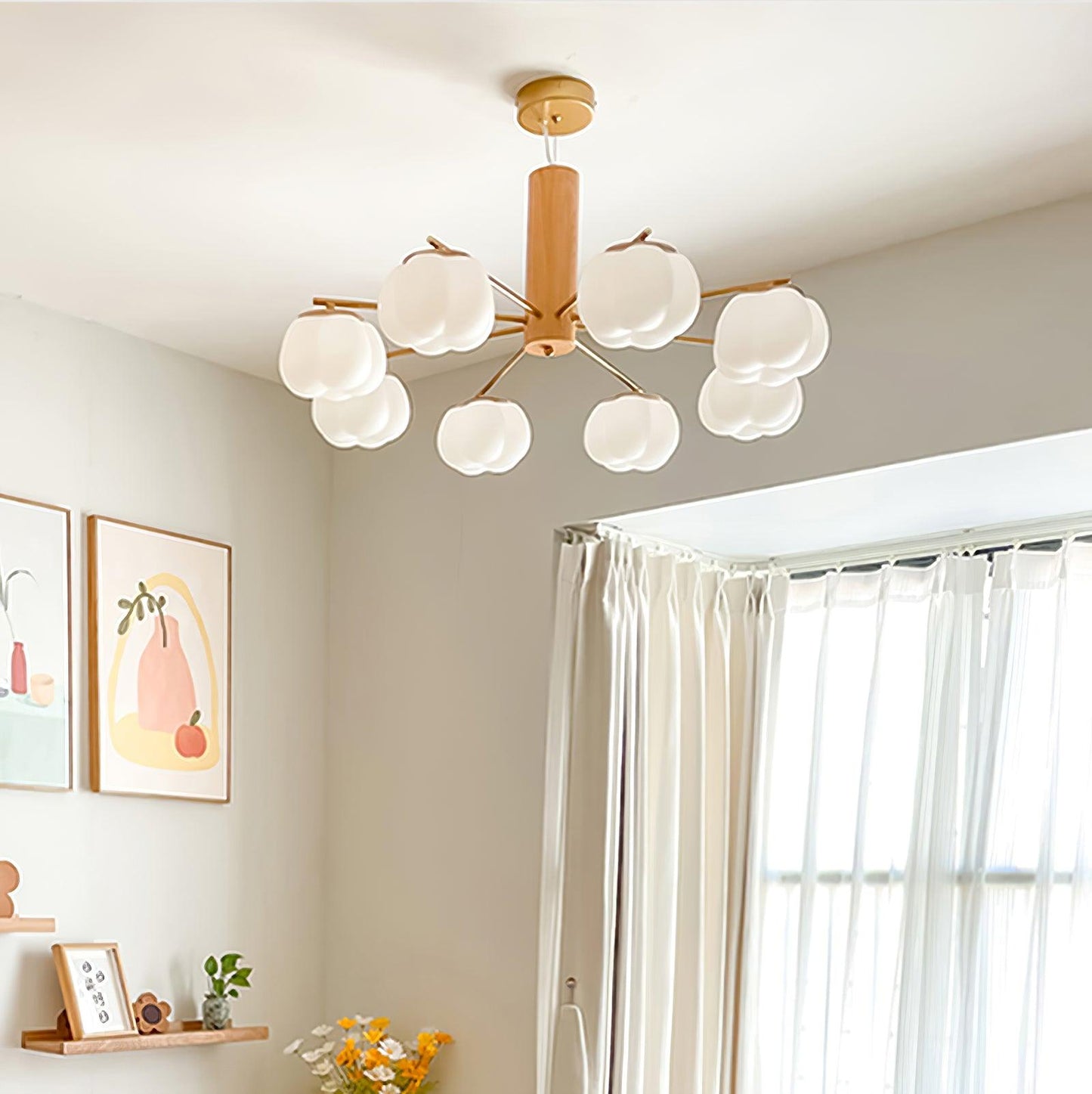 Elegant Cotton Balls Chandelier - Soft Glow & Adjustable Height